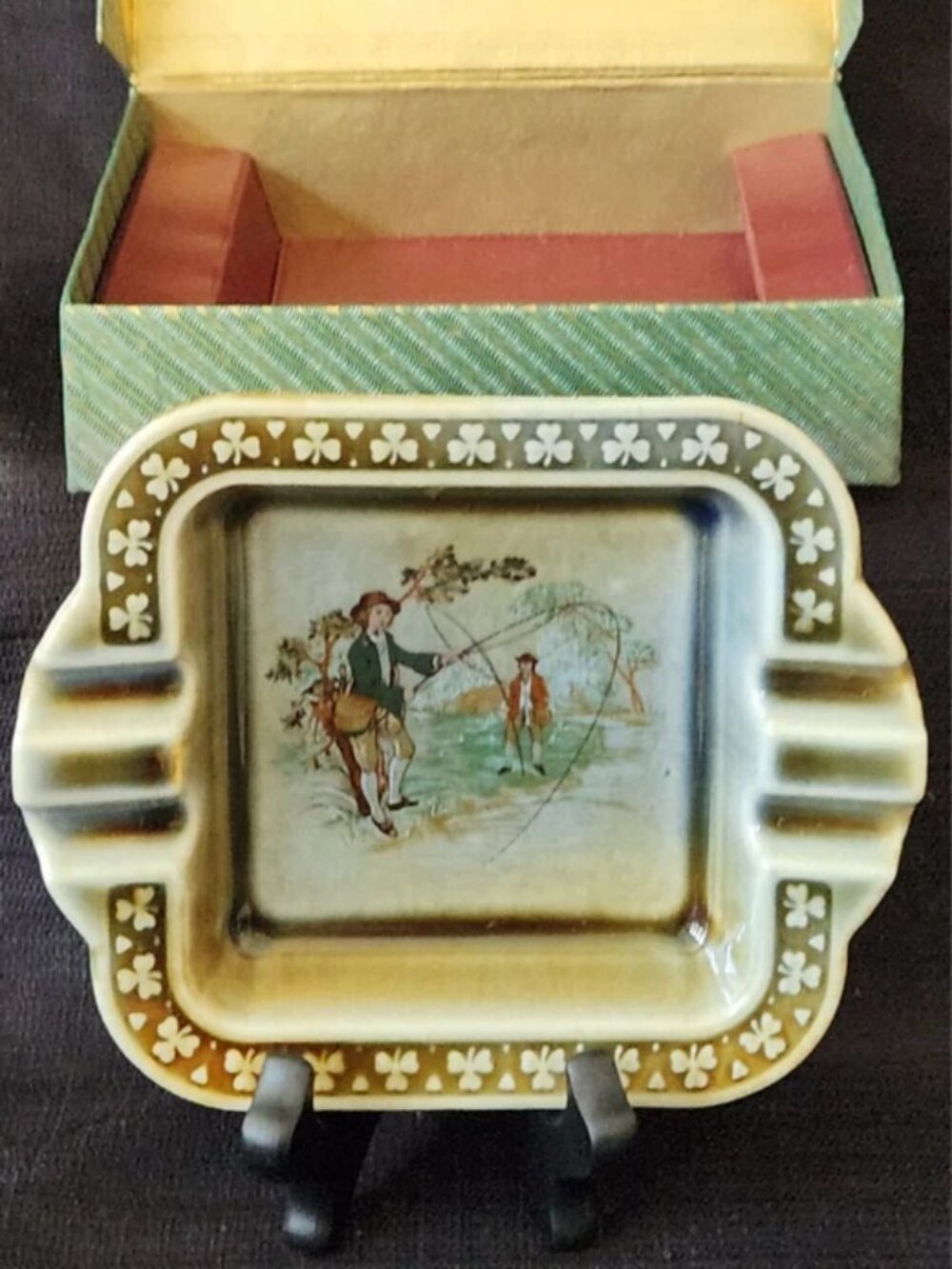 Vtg Mid Century Wade of Ireland Irish Porcelain Ashtray, Trinket Tray Orig Box